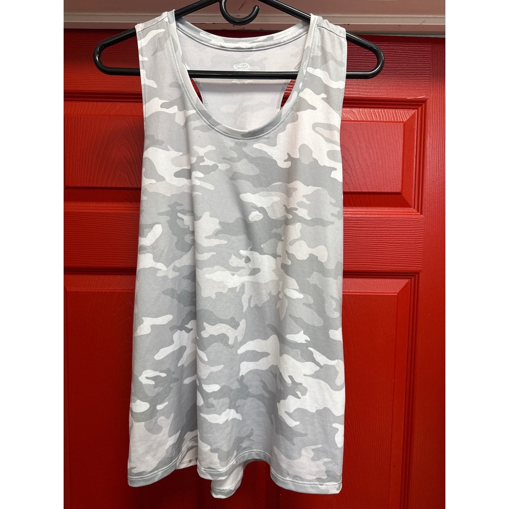 Athletic Works Womens Grey White Camo Racerback Tank Top Size M 8-10 Camouflage